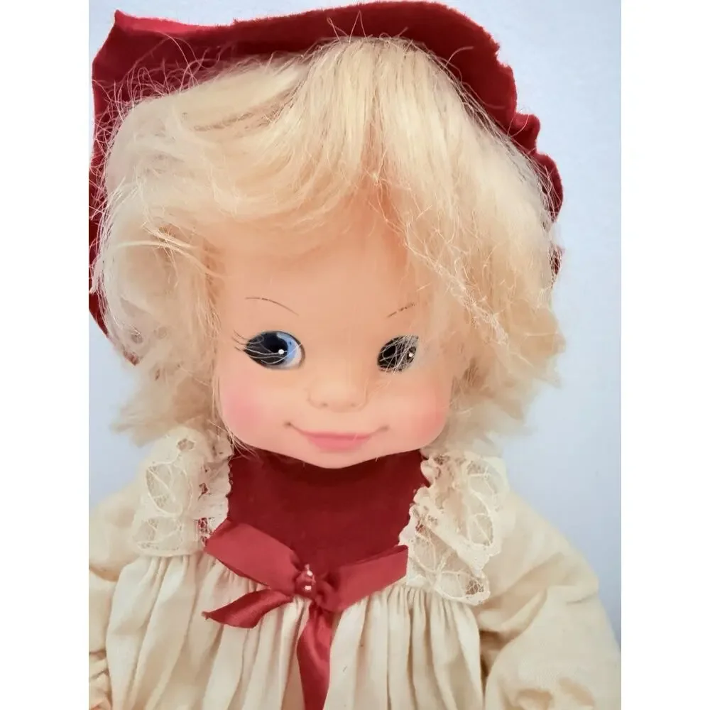 Vintage 1974 Horsman Dolls Blonde Girl Red Hood Doll Lace Dress 14”